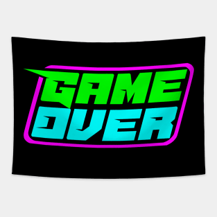 Game over vintage 80s eighties neon retro video game Tapestry