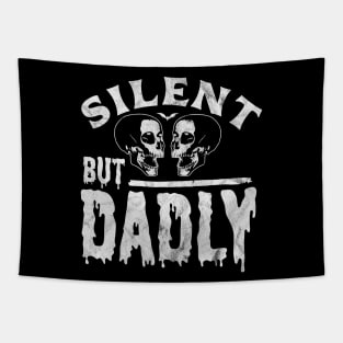 Silent but Dadly - Best Farter Ever Dad Joke Skull Retro Tapestry