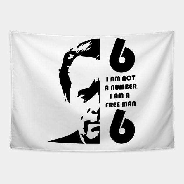 i am not a number, i am a free man Tapestry by horrorshirt