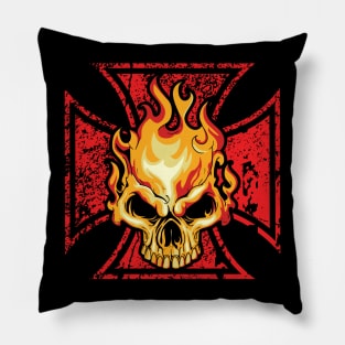 Flaming Skull Pillow