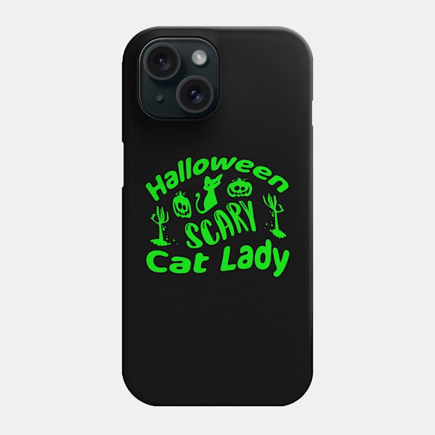 Scary Cat Lady - T-Shirt Phone Case by Lebihanto