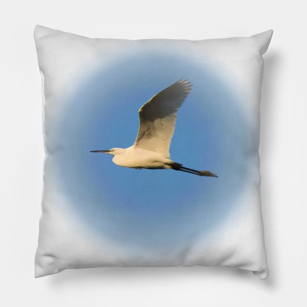 Flying egret Pillow by Guardi