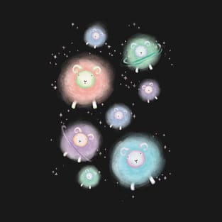 Children's Illustration Sheep in Galaxy Space - Colour Variant 1 T-Shirt