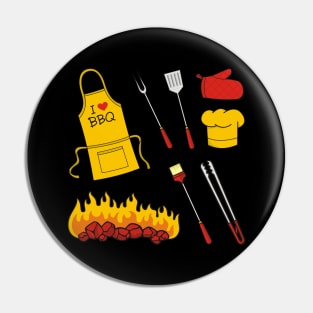 Barbeque Icons on Black Pin