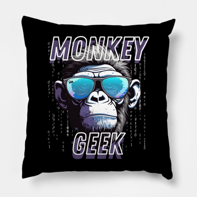 Monkey Geek Funny Gifts for Nerds IT Specialists Pillow by MARKBAY Shop