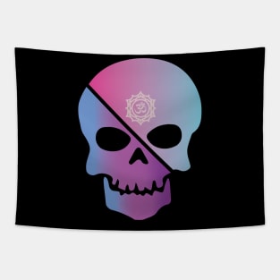 Pink and Blue Skull Chakra Tapestry