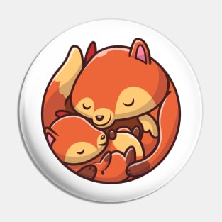 Cute Mommy Fox With Baby Fox Pin