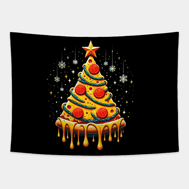 Pizza Xmas Tree, Christmas Style Pizza Lover Tapestry by dukito