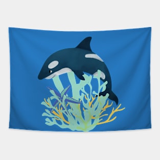 Whale and the underwater world Tapestry