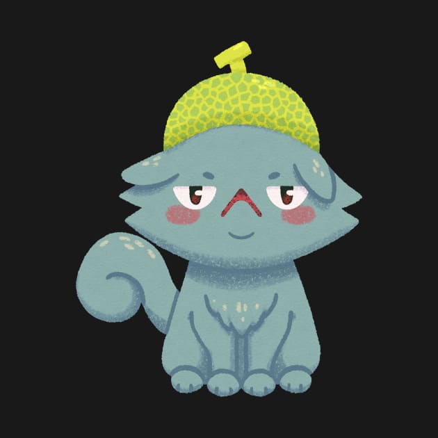 Disgruntled Melon Hat Cat by knitetgantt