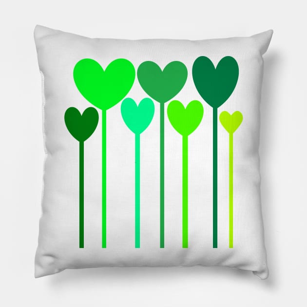 Green Colorful Hearts Pillow by simonjgerber