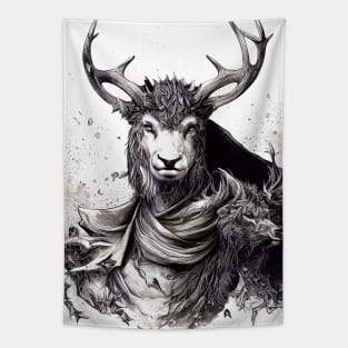 Stag Deer Wild Nature Illustration Line Epic Illustration Line Art Tapestry