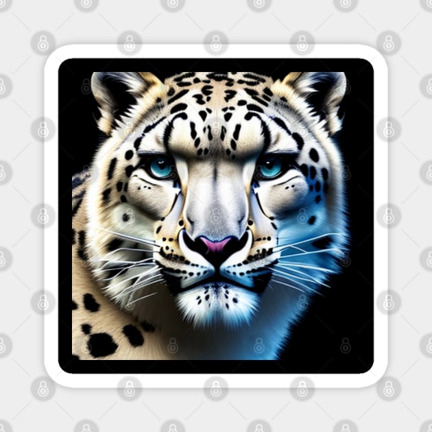 Snow Leopard - AI-Generated Magnet by MtWoodson