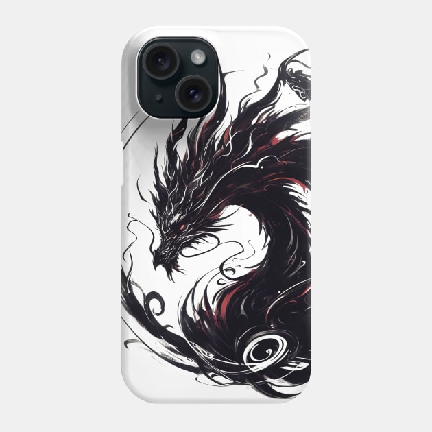 Japanese dragon painted in ink Phone Case by T-Shirt Paradise