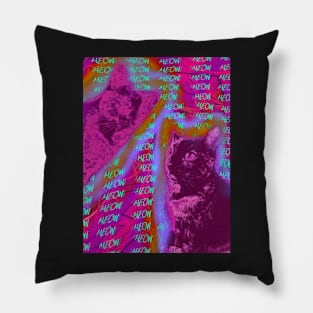 Halftone Cat V18 (Meow Background) Pillow