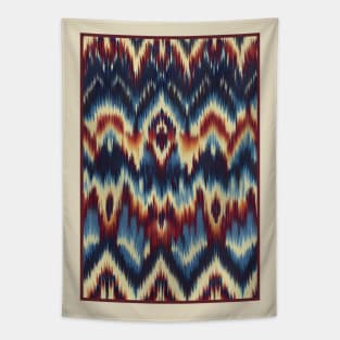 Blue, beige and brown Ikat Pattern Tapestry