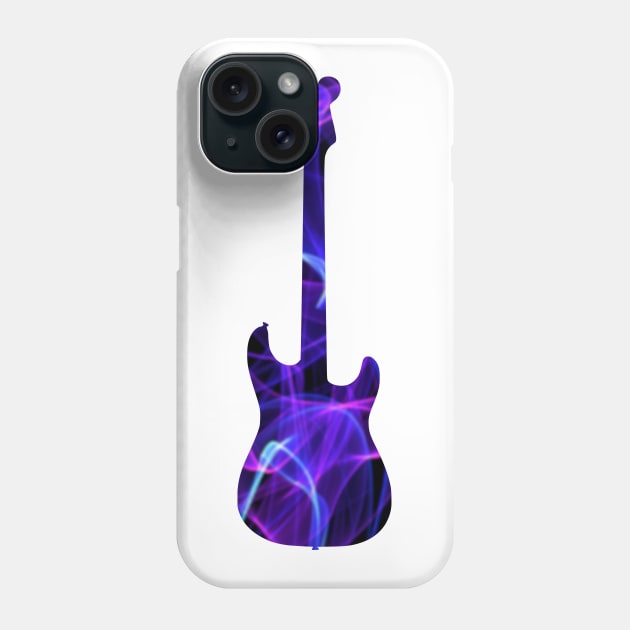 Purple Flame Guitar Silhouette on Black Phone Case by gkillerb