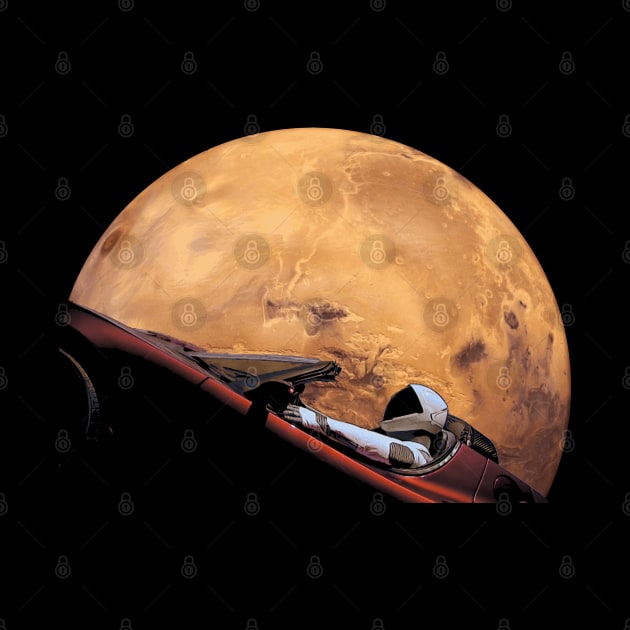 Starman In Orbit Around Mars by Nerd_art