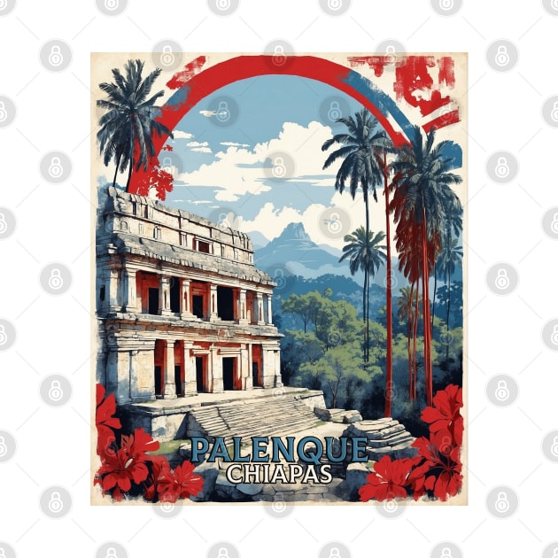 Palenque Chiapas Mexico Vintage Poster Tourism 2 by TravelersGems