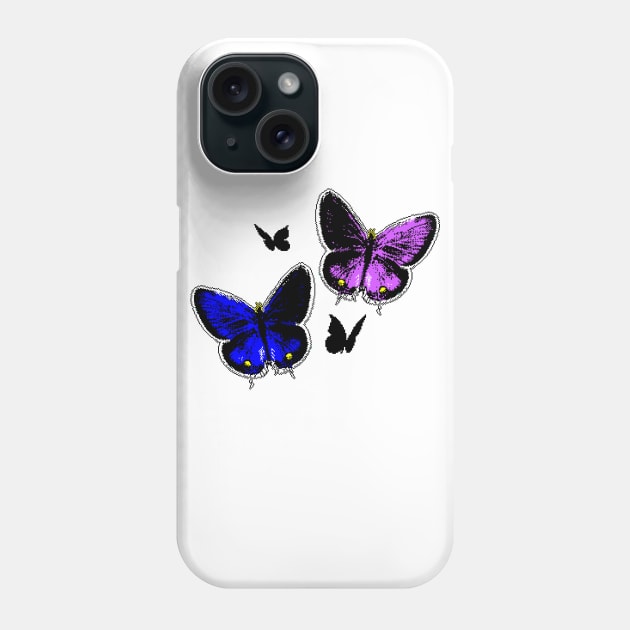 8 bit butterfly pixels Phone Case by 8 Fists of Tees