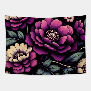 Pink Floral Illustration Tapestry