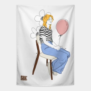 Girl with a baloon Tapestry