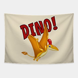 Cute Happy Dinosaur Flying Dino Tapestry