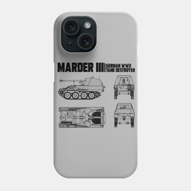 MARDER III TANK DESTROYER Phone Case by theanomalius_merch