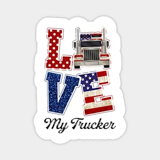 Trucker's Wife  T Shirt Love My Trucker Personalized Gift Magnet