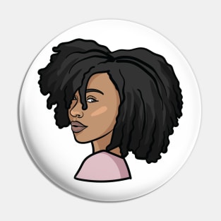 Black Woman Natural Hair Profile Pin