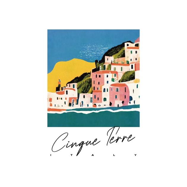 Italian Cinque Terre Landscape Collage Travel Poster Retro Wall Art Illustration by BetterManufaktur