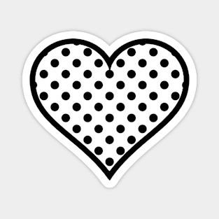 Black Polka Dots and White Heart Magnet