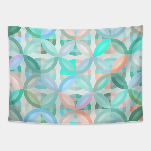 Geometric Shapes in Vibrant Greens / Soap Bubble Tapestry by matise
