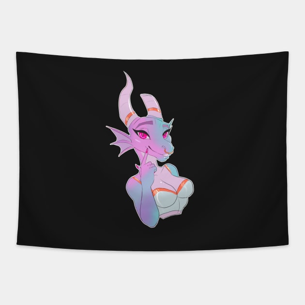 Holographic Dragon Girl Tapestry by Annaklava