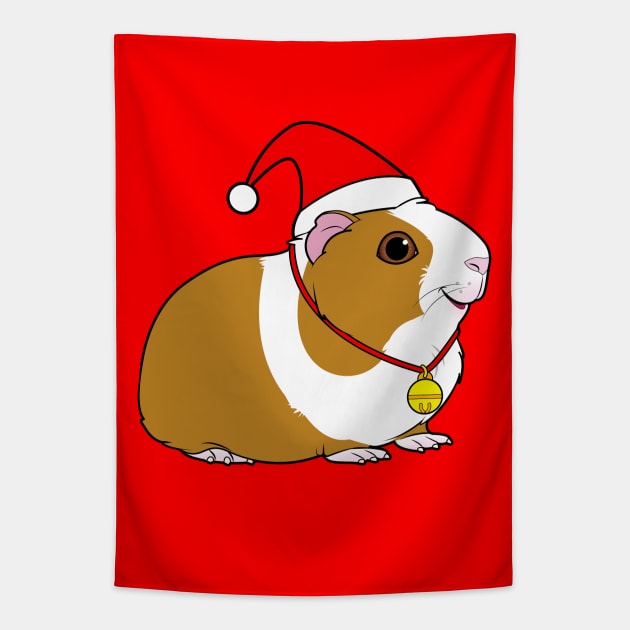 Guinea Pig in a Santa Hat at Christmas Tapestry by PenguinCornerStore