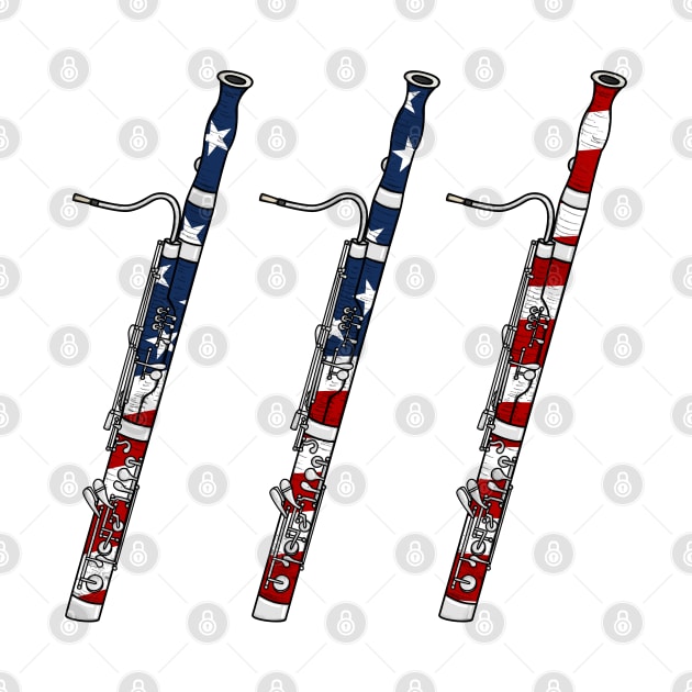 Bassoon USA Flag Bassoonist 4th July Patriotic Musician by doodlerob