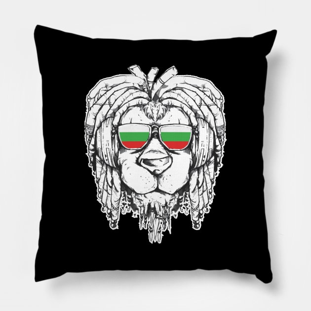 Rasta Reggae Lion Bulgaria Gift Rastafari Pillow by Pummli