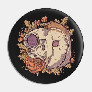 Autumn Barn Owl Skull Pin