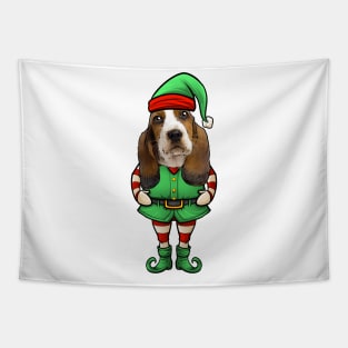 Basset Hound Christmas Elf Tapestry