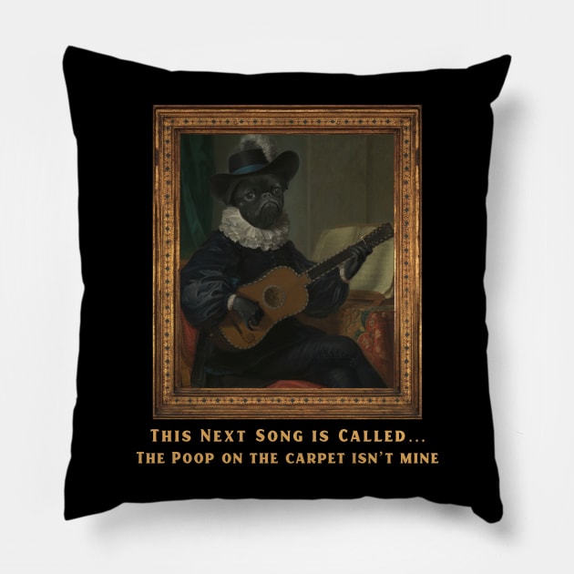 funny dog portrait Pug Pillow by Tip Top Tee's