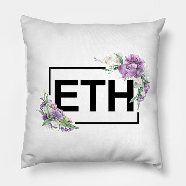 Ethereum Orchid Border Black Pillow by felixbunny