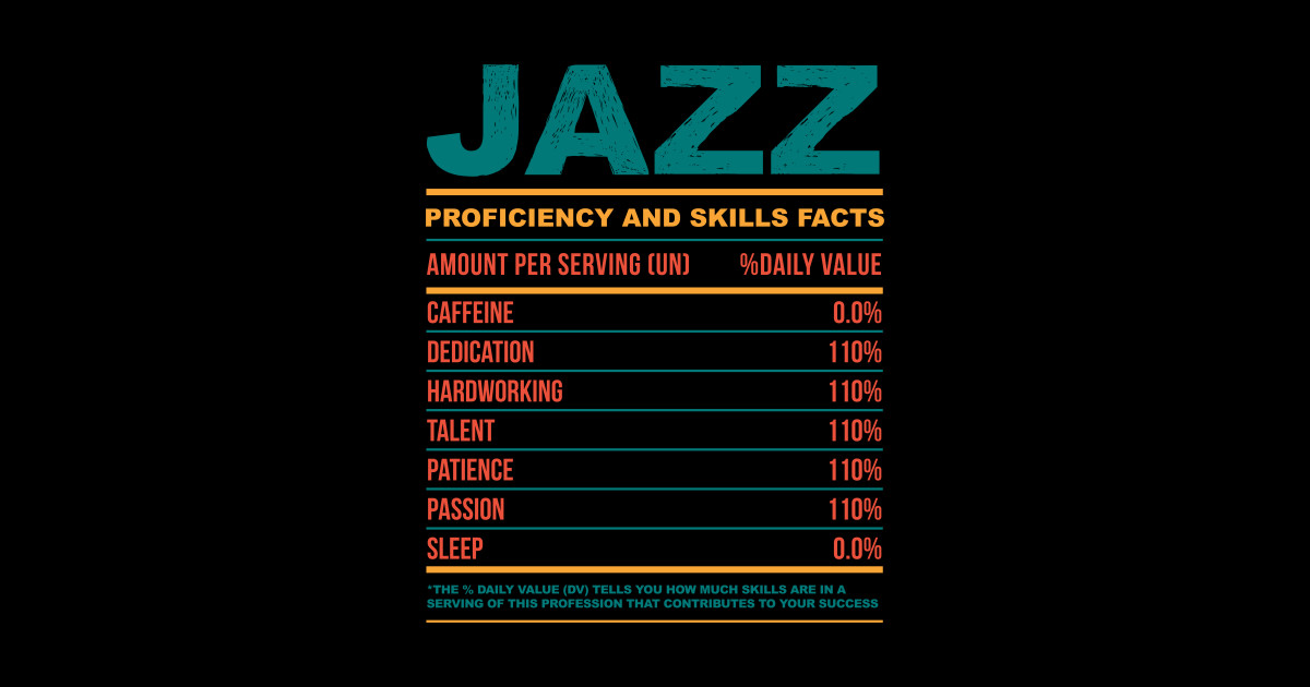 Funny Jazz Nutritional Facts Funny Jazz Sticker TeePublic