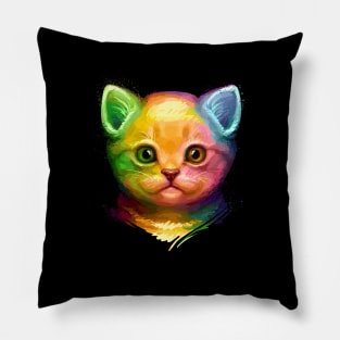 Kitty Colorful Painting Pillow