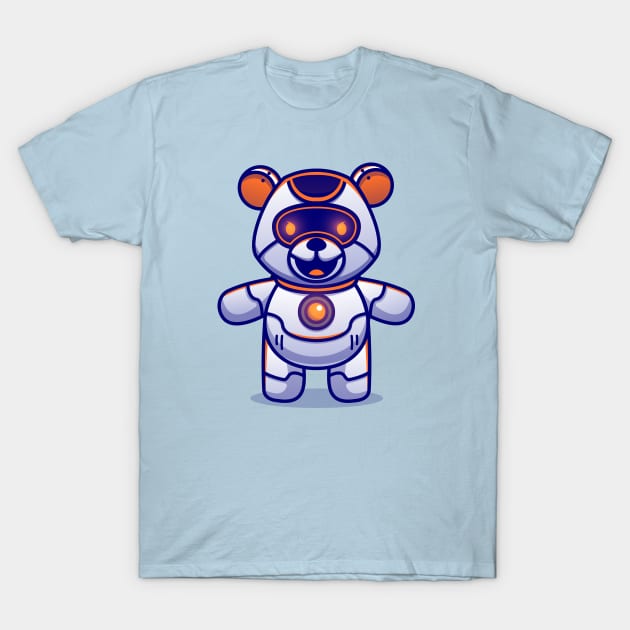 Teddy Bear Robot Technology Cartoon T-shirt Design Vector Download