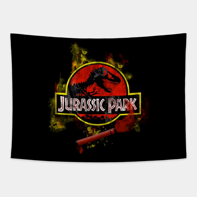 Jurassic - JP T-Rex Movie Flare Logo Tapestry by Jurassic Merch