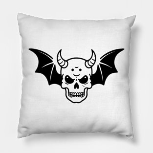 Skull with Horns and Wings Pillow