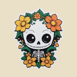 Cute floral kawaii skeleton No.1 T-Shirt