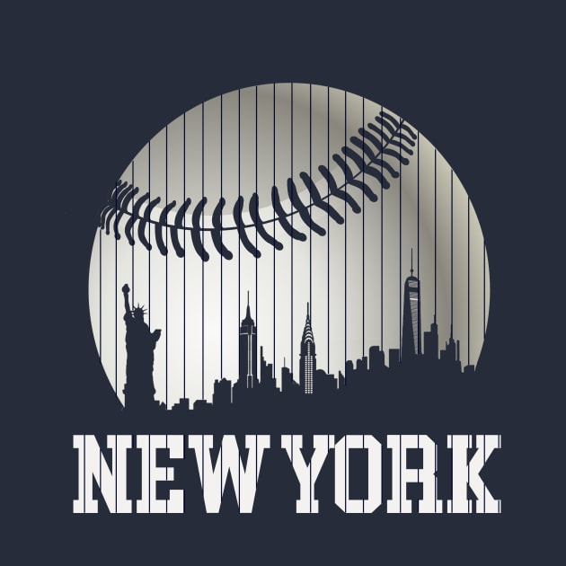 New York NY Skyline Baseball Stripes For Gameday Retro Style by cytoplastmaximume