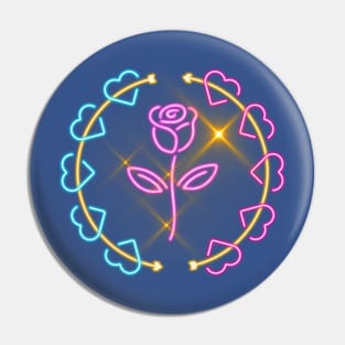 Neon Rose in Hearts Pin