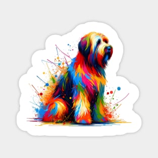 Colorful Abstract Briard in Vibrant Splash Art Style Magnet